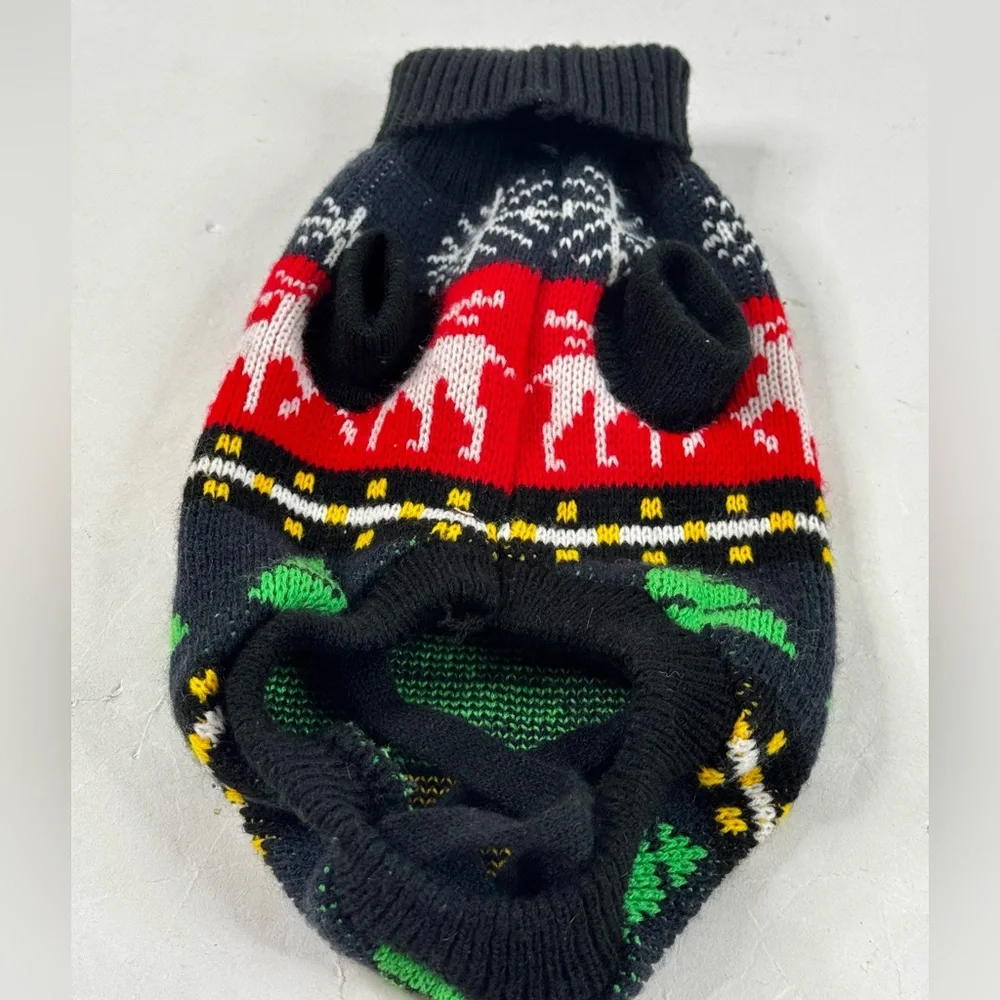 Festive Black & Red Christmas Knit Dog Sweater